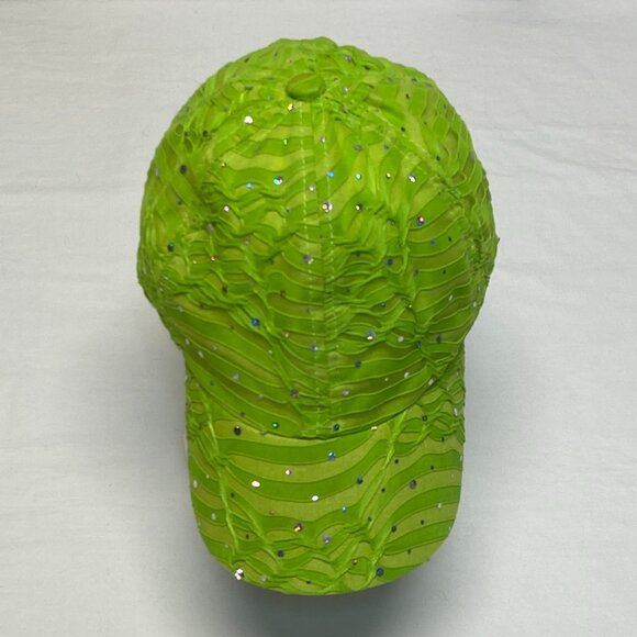 Something Special Burnout Glittery Lined Velcro Strap Baseball Trucker Cap Green - Picture 5 of 9